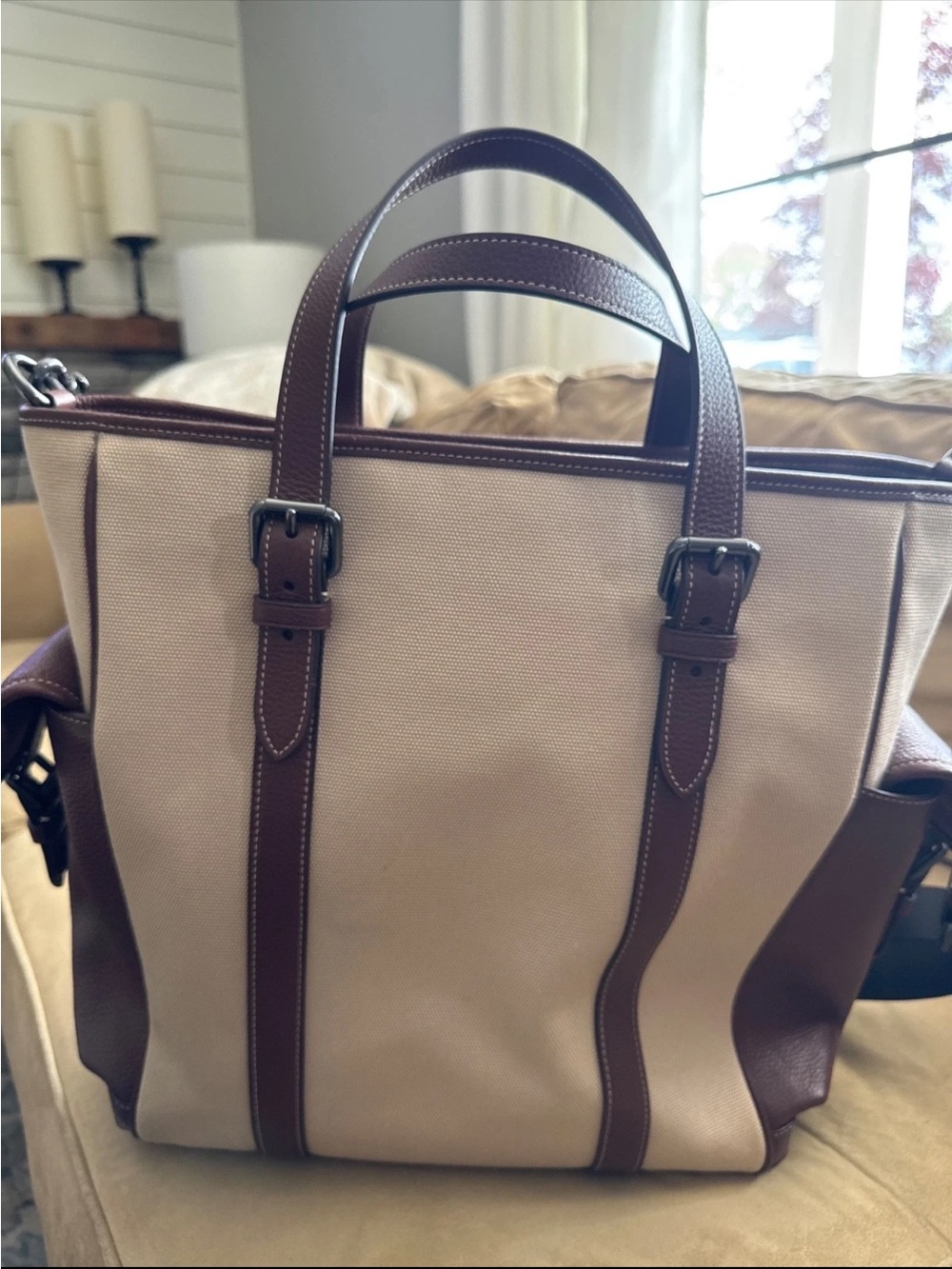 Coach Canvas Sprint Tote with Brown Leather Trim - New Without Tags - Picture 3 of 14